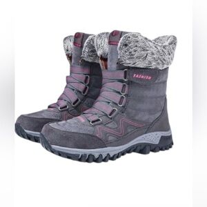 Women's Gray and Pink Winter Boots